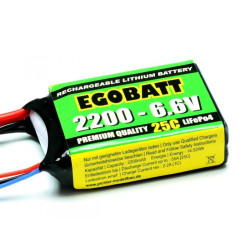 EGOBATT - 6.6V 2200 mAh LiFePO4 Conn. JR + HS e con Bil. XH